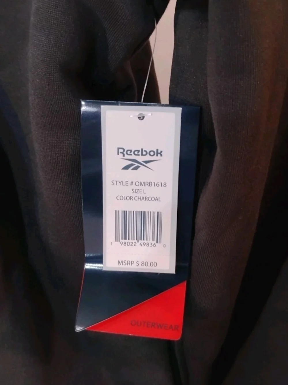 NWT Reebok Mens Full Zip Sherpa Lined Hoodie Jacket Charcoal Size L MSRP $80